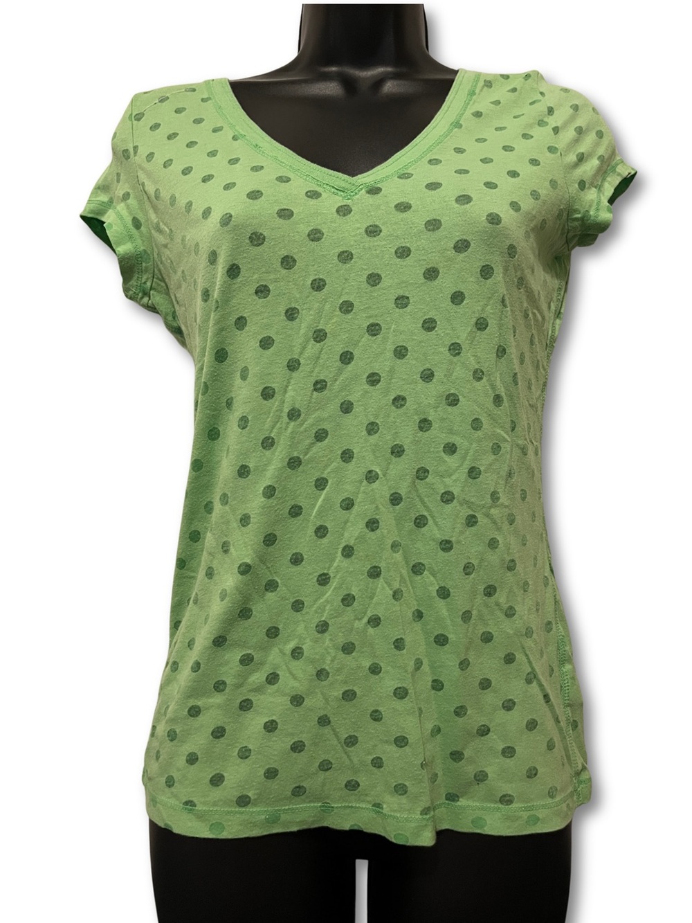 Aeropostale Green Polka Dot V-Neck Short Sleeve Tee